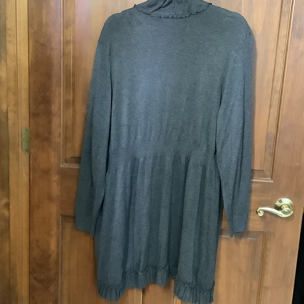 Style & Co. Charcoal Ruffled Cardigan - Picture 3 of 6